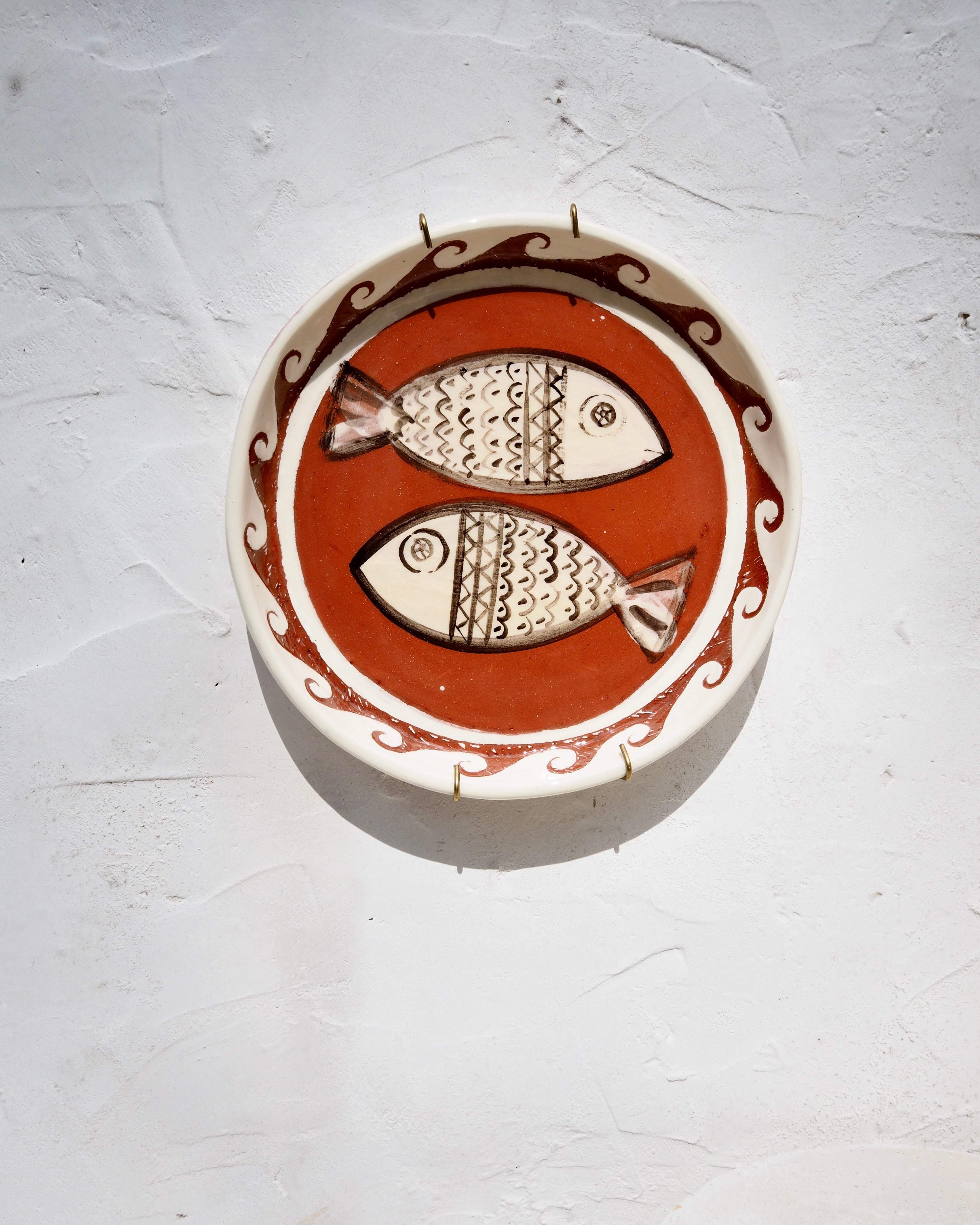Sardine Plate - Carved wave with fish