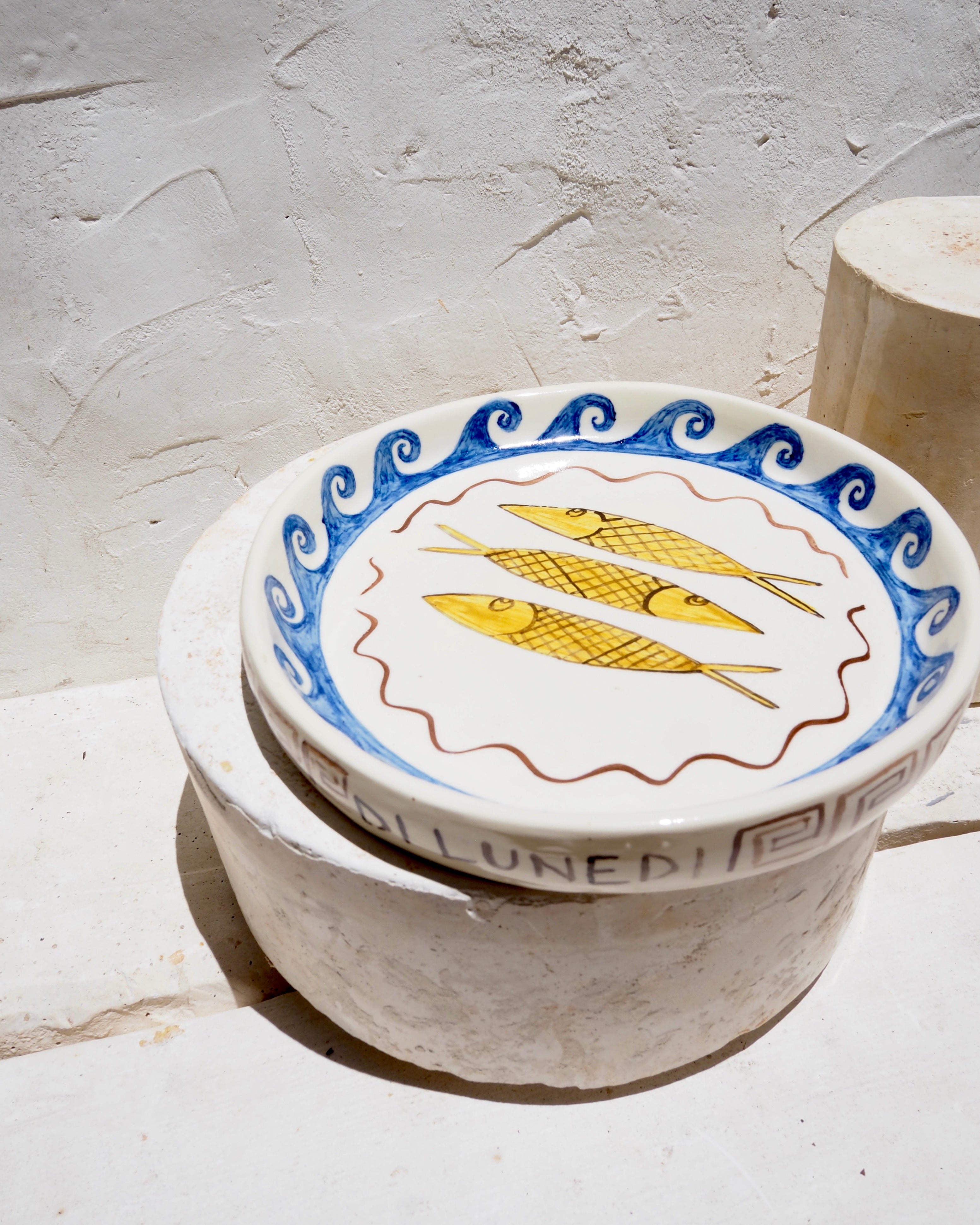 Sardine Plate - Pesce w blue wave