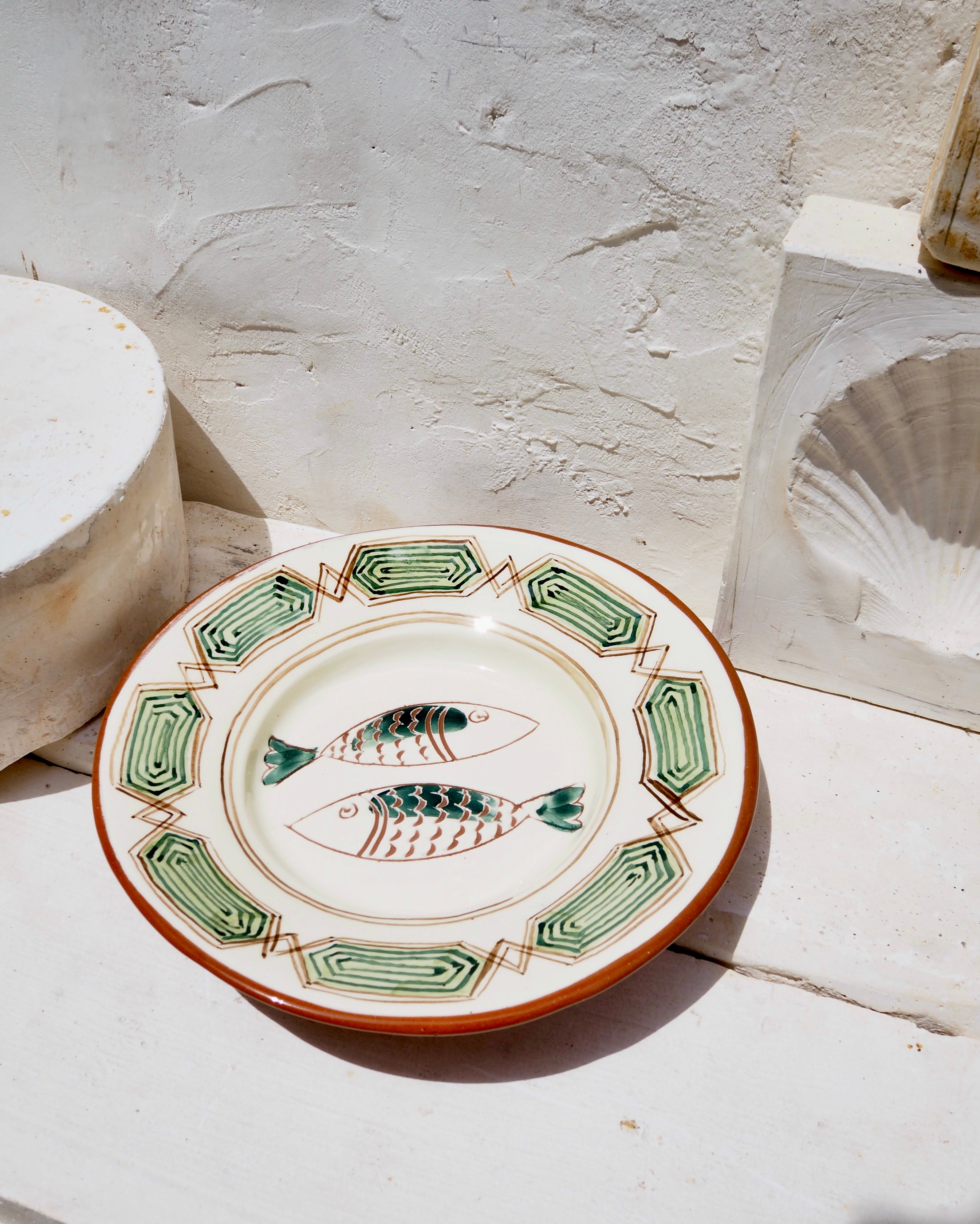 Puglia Plate - due pesce with Sicilian tile border