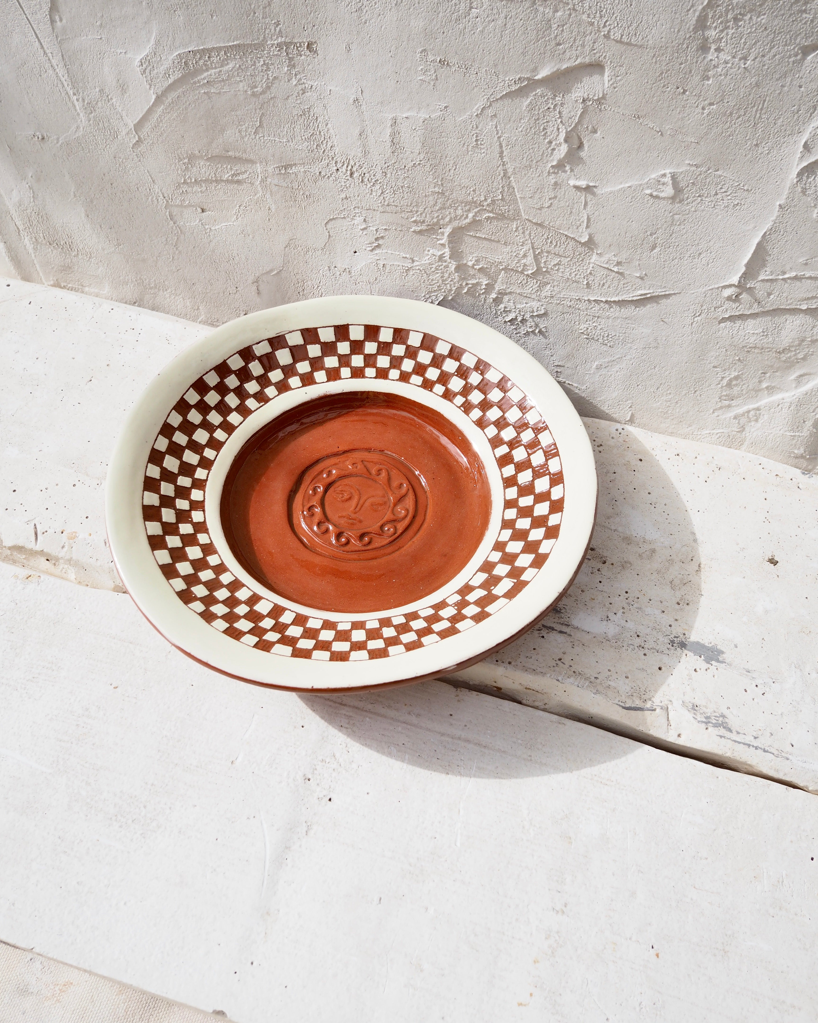 Puglia Plate - Pompeii check with brass wall hook