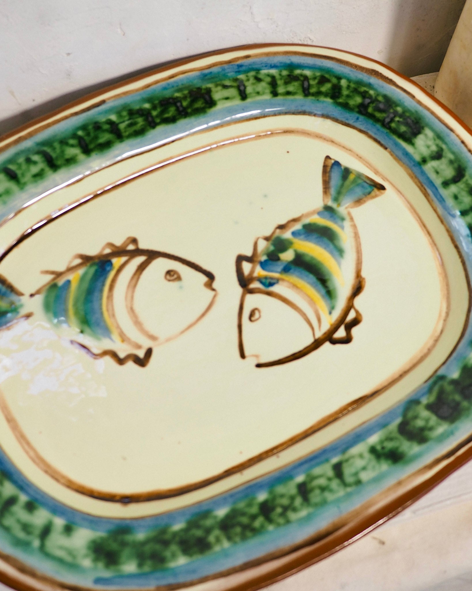Terracotta platter - Verde Pesce
