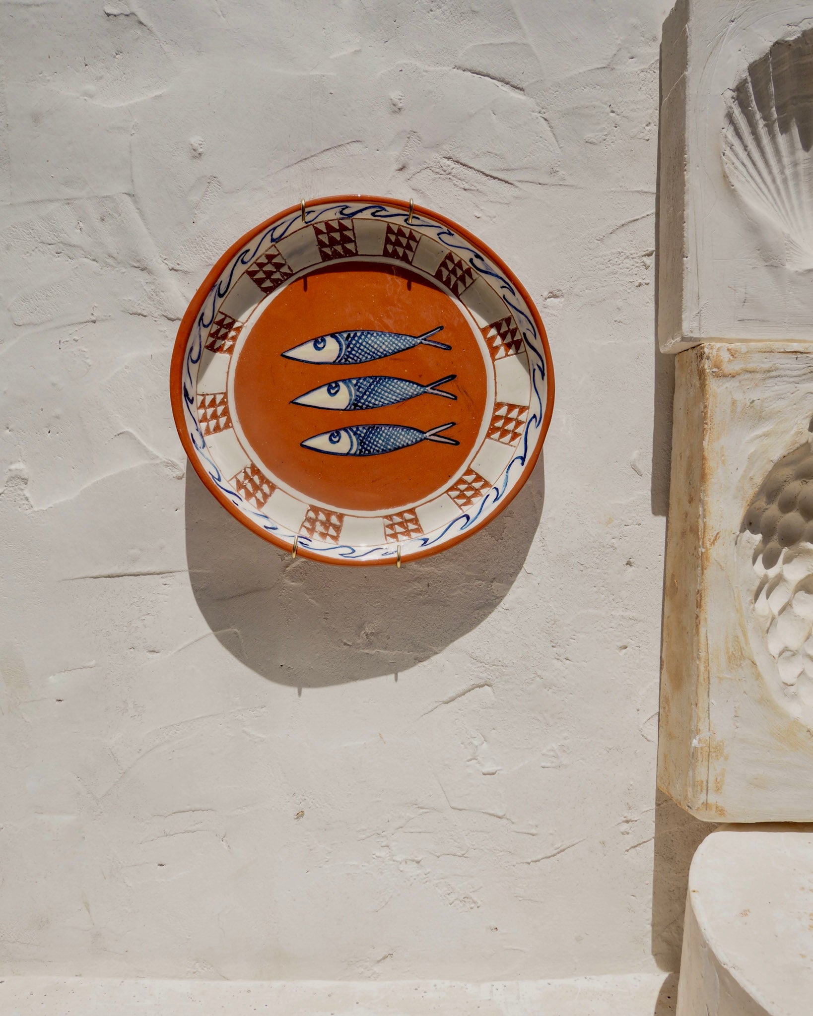 Sardine Plate -Sgraffito Check