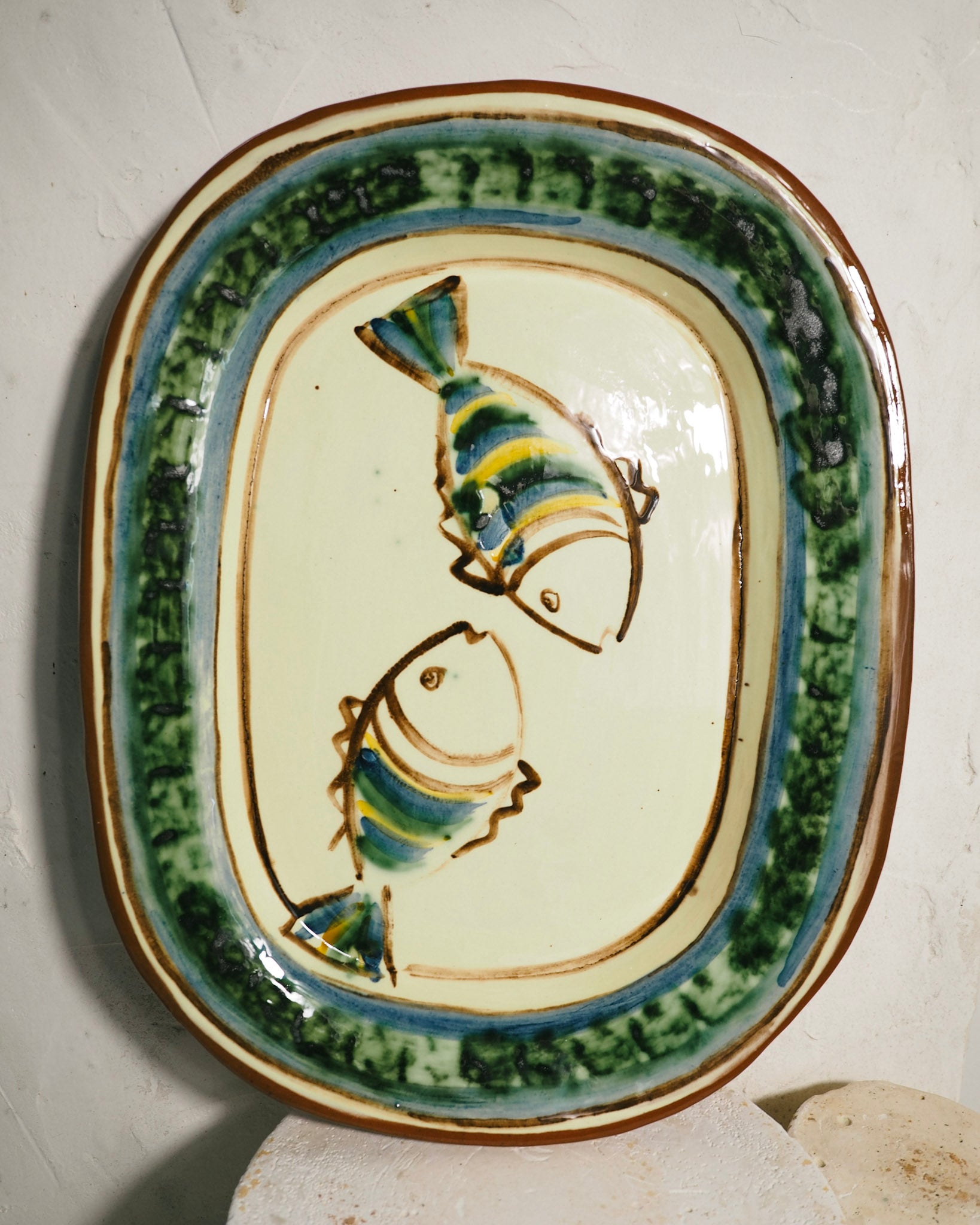 Terracotta platter - Verde Pesce