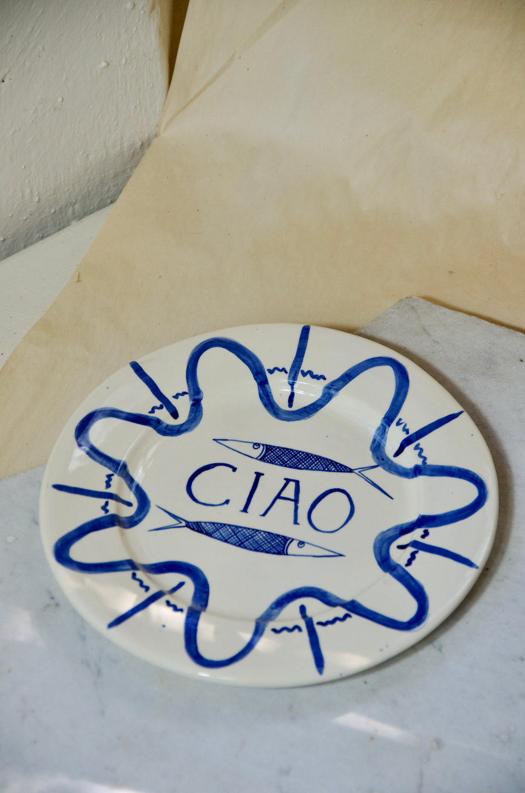 Hand built Plate - blu Ciao