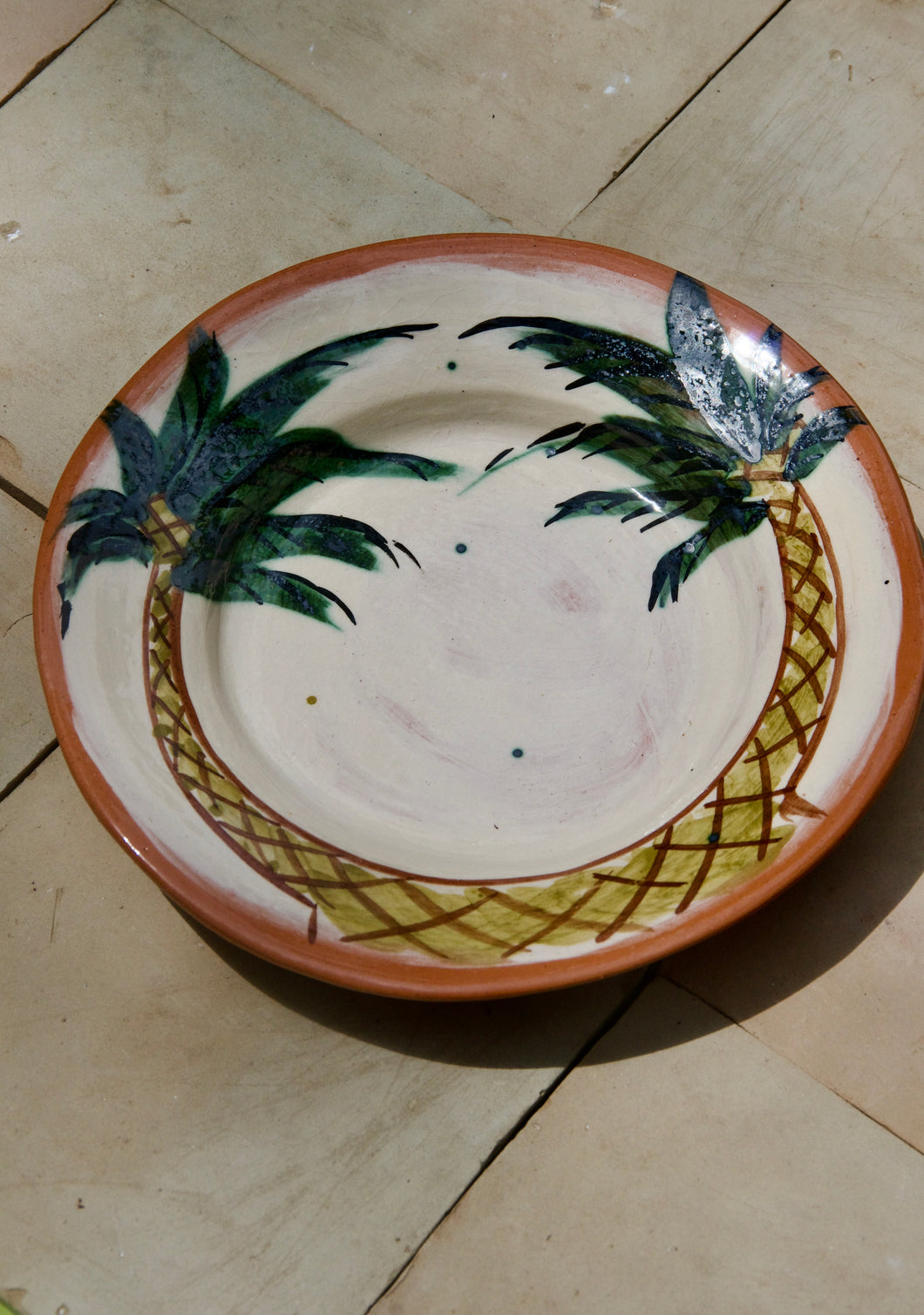 Puglia Plate - Two Palms with brass wall hook