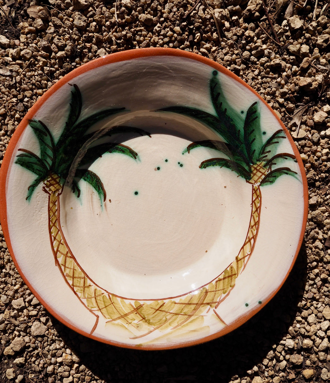 Puglia Plate - Two Palms with brass wall hook