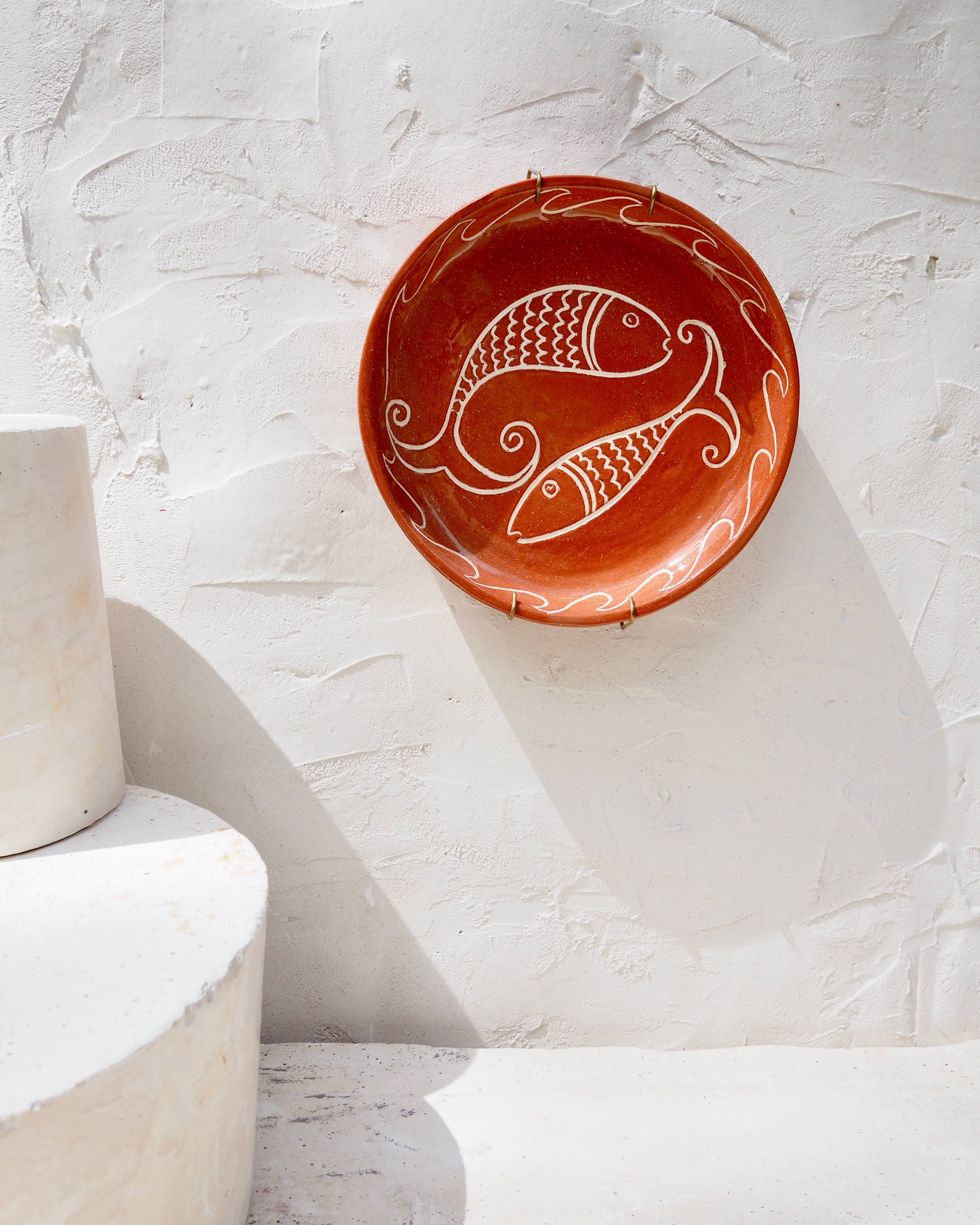 Sardine Plate - Due Pesce w/- brass wall hook