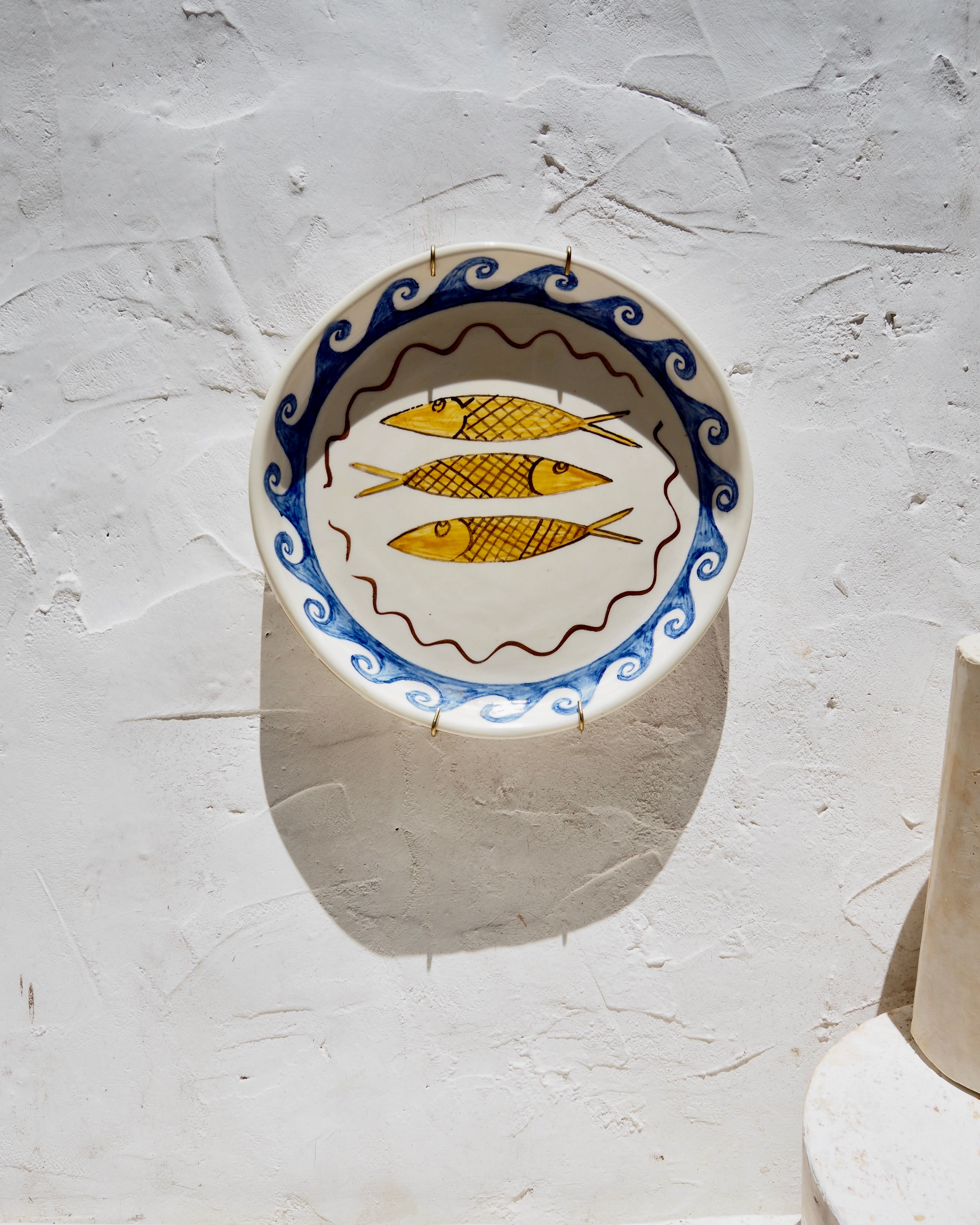 Sardine Plate - Pesce w blue wave