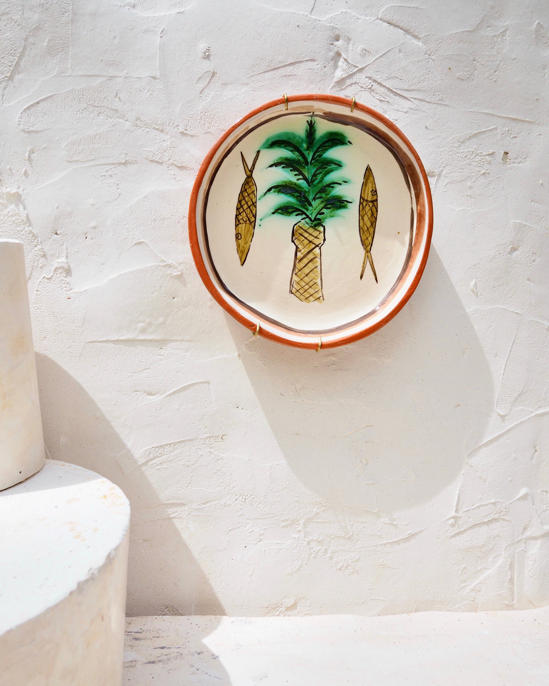 Sardine Plate - Palma e Pesce - w brass wall hook