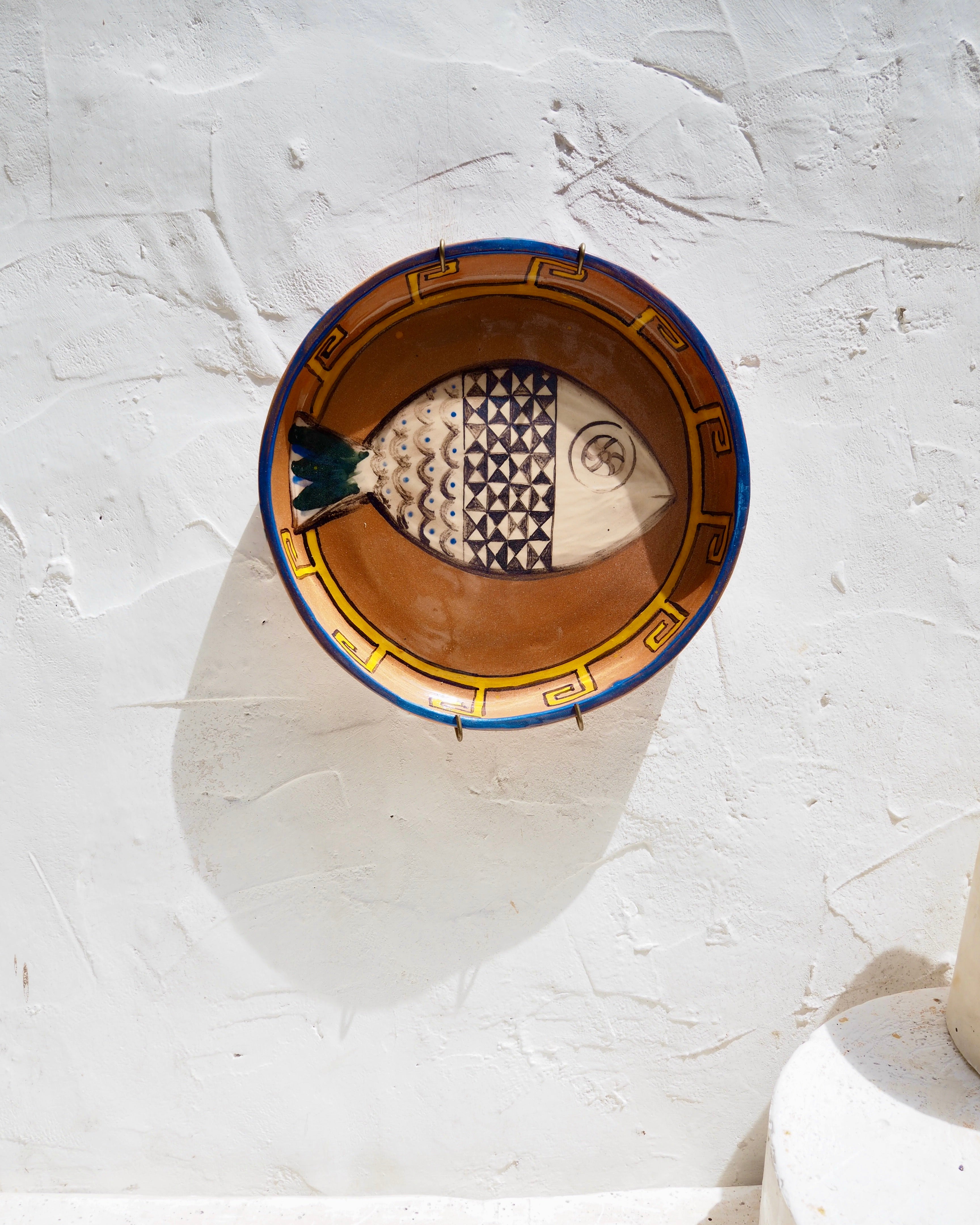 Sardine Plate with Italian terracotta - Pesce check