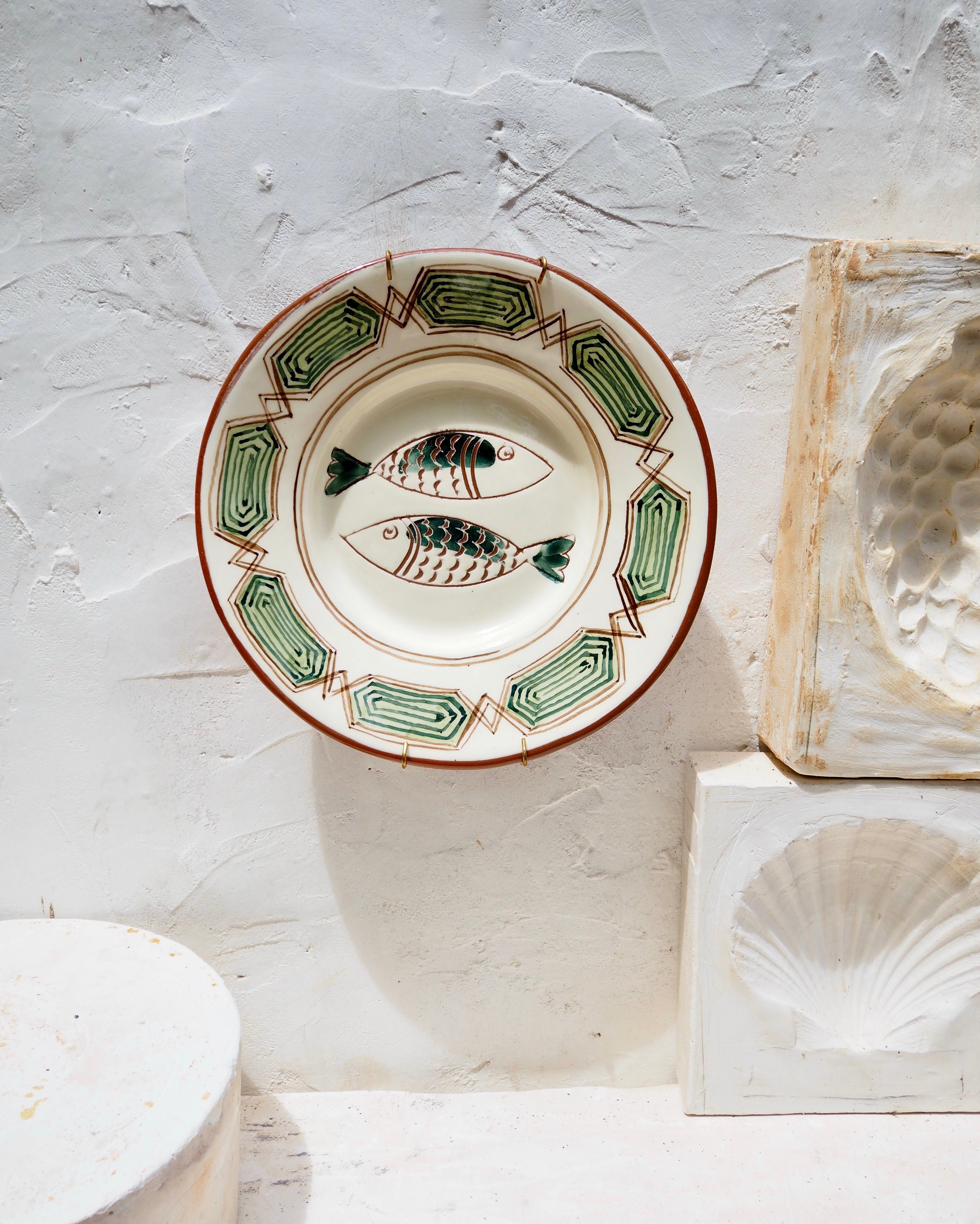 Puglia Plate - due pesce with Sicilian tile border