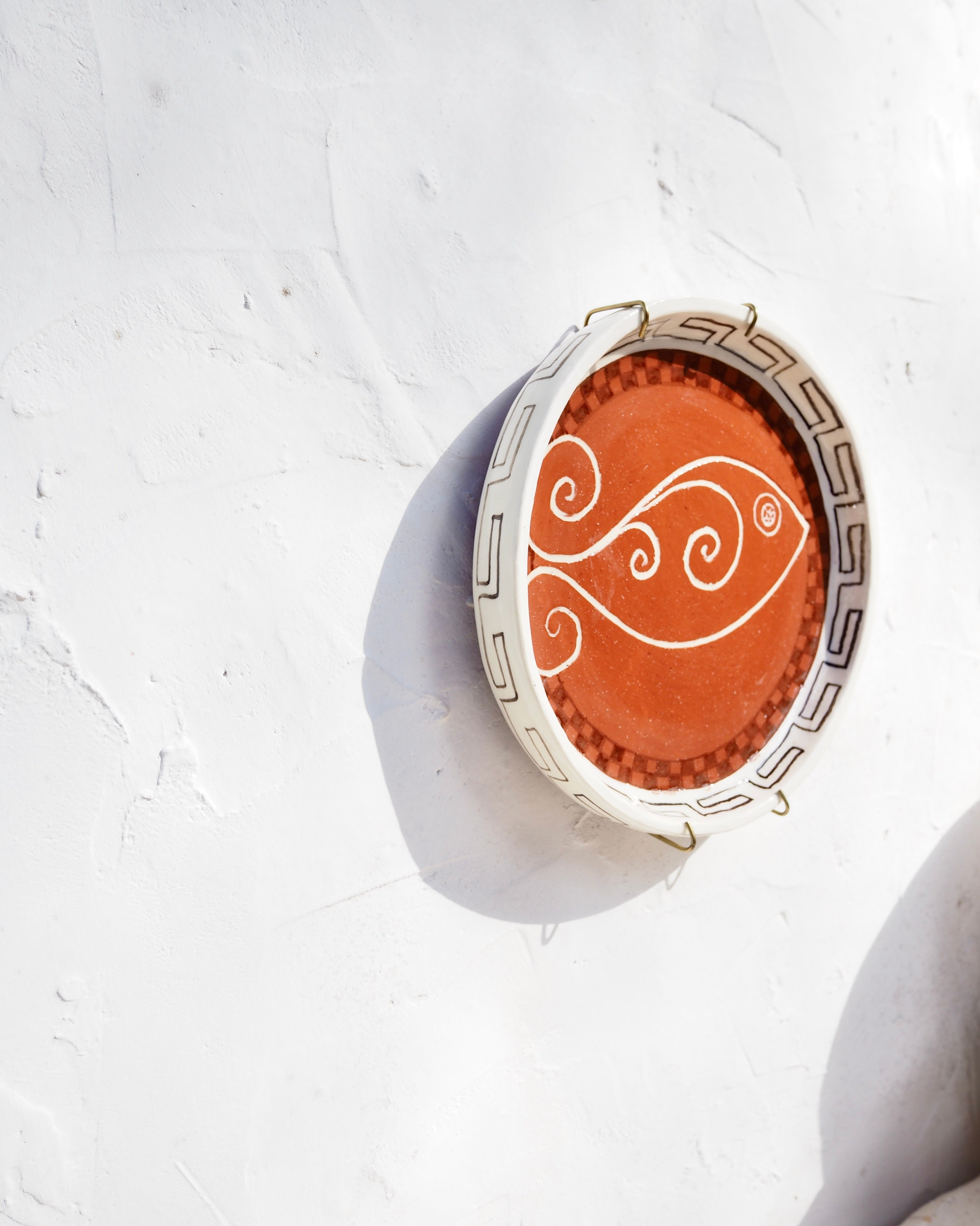 Sardine Plate - Etched fish with check border